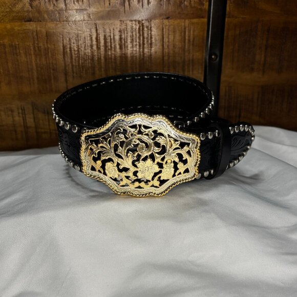 Express Studded Leather Belt Western Cowgirl Cowboy style - Picture 2 of 16